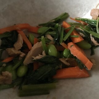小松菜と枝豆で♫ツナ炒め